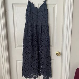 Astr Midnight Blue/Navy Lace Midi Dress
